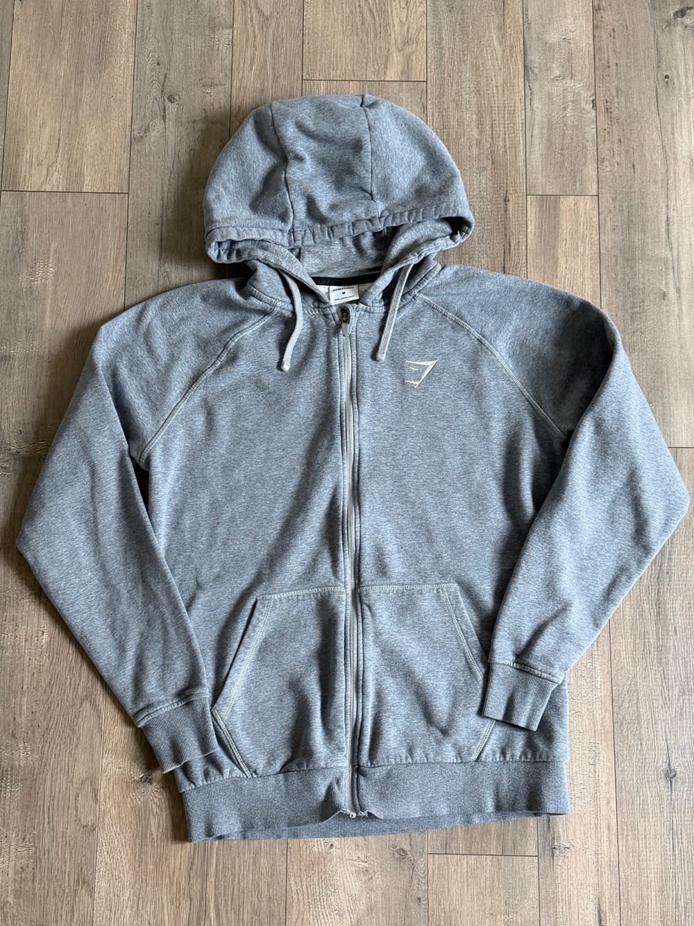 Gymshark Gray Hooded Sweatshirt Athletic Full-Zip Hoodie Size Medium